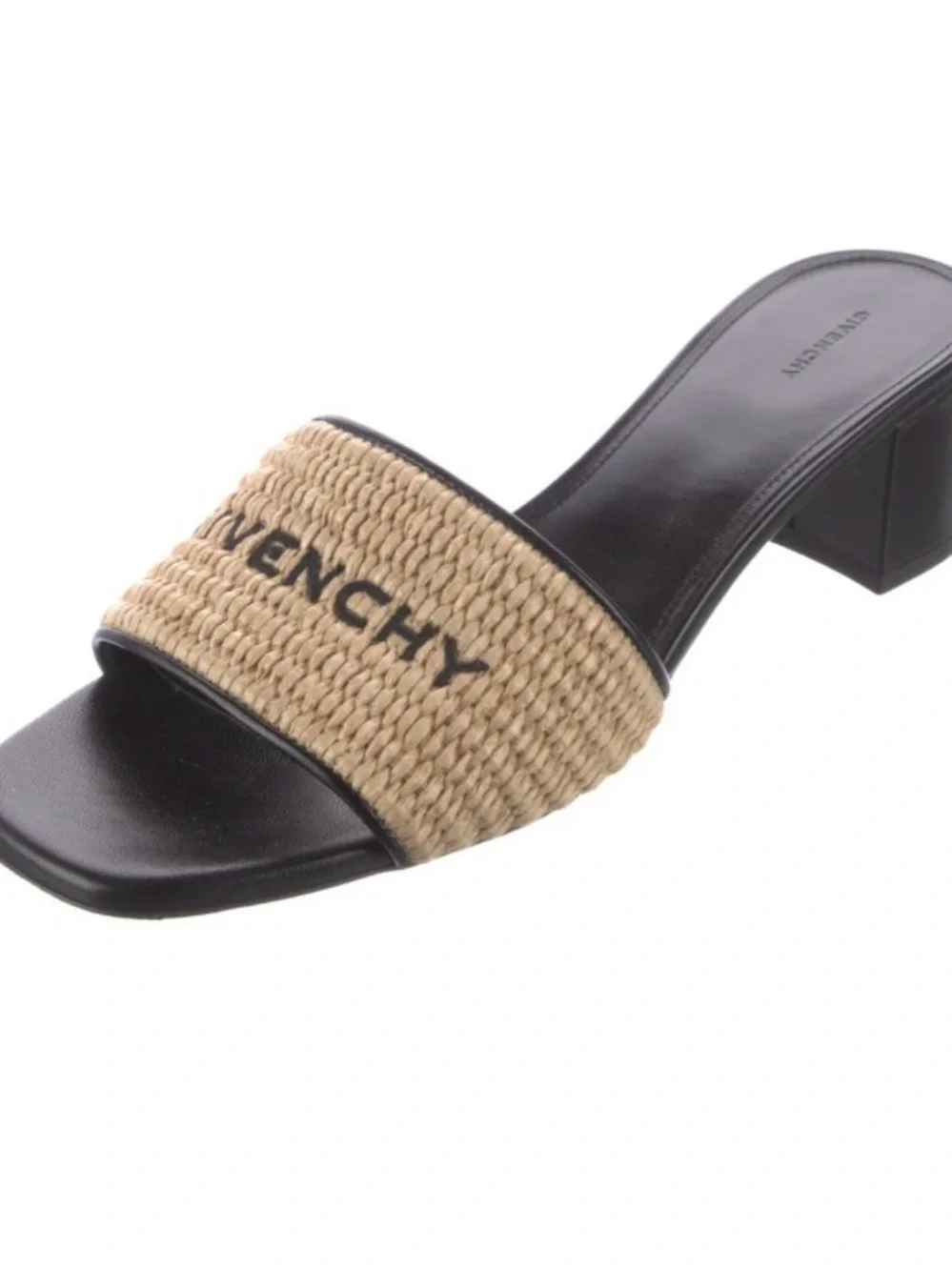 Givenchy Logo Raffia Slide Heel